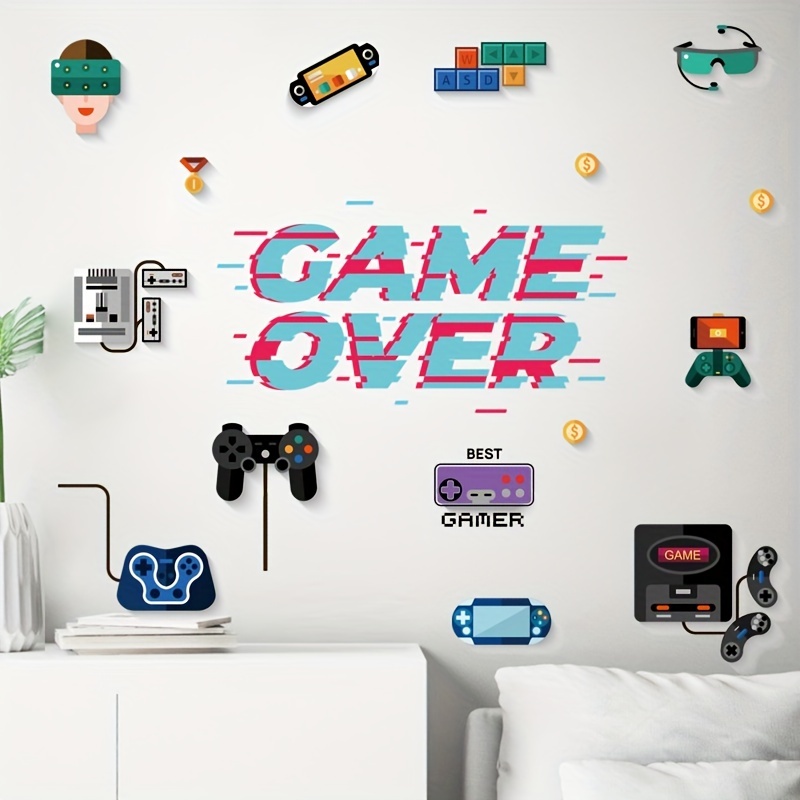 Accessoires de Gaming pour chambre – Décoration de Gaming – 4 pièces de  sticker mural