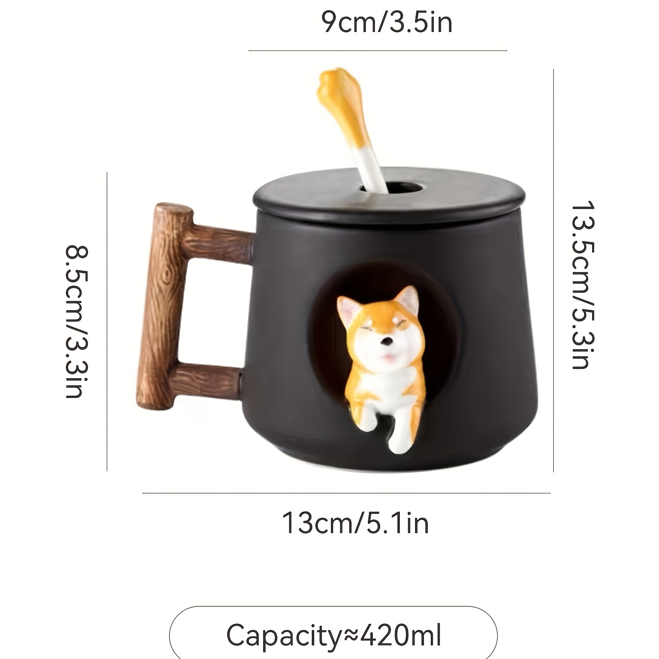 Animal Coffee Mug Cute Ceramic Cup With Lid Handle Spoon - Temu