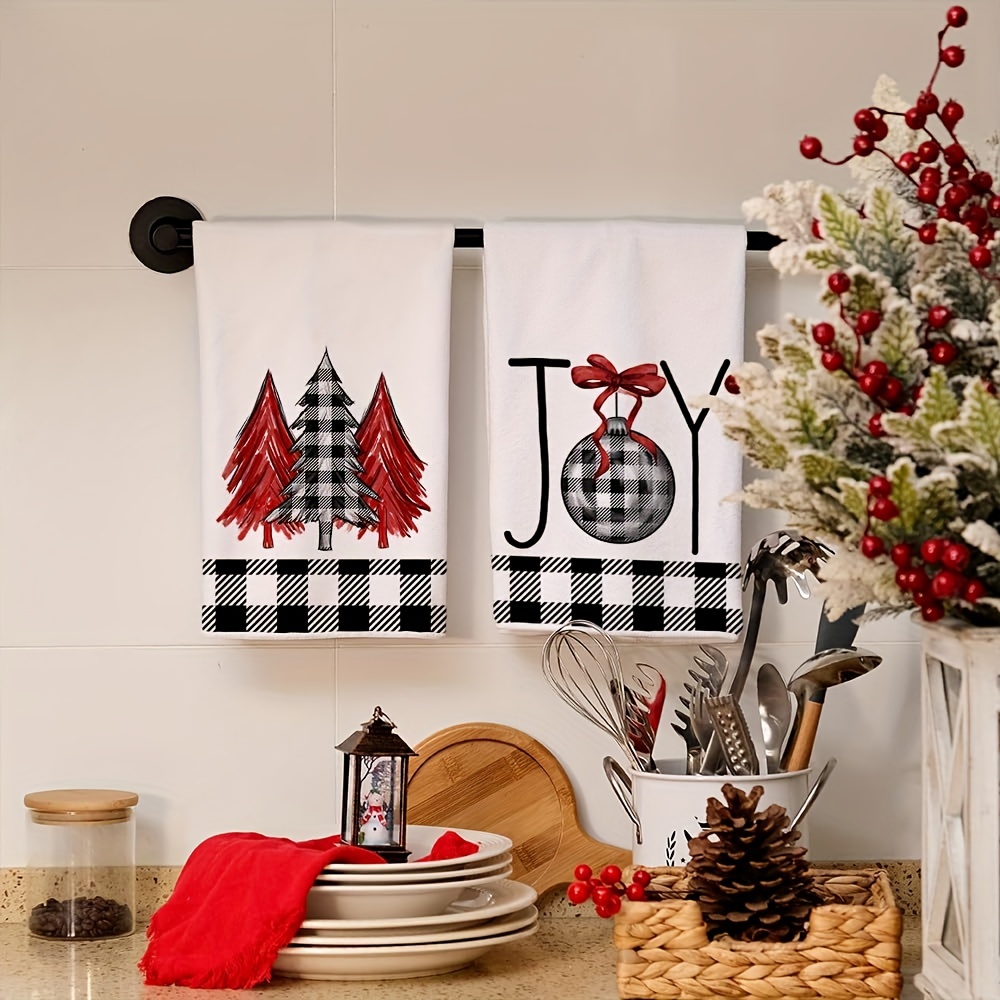 Microfiber Dishcloth, Christmas Theme Kitchen Hand Towels, Christmas Tree Buffalo  Plaid Pattern Tea Towel For Bathroom, Holiday Warm Gift Home Decor,  Christmas Decor - Temu