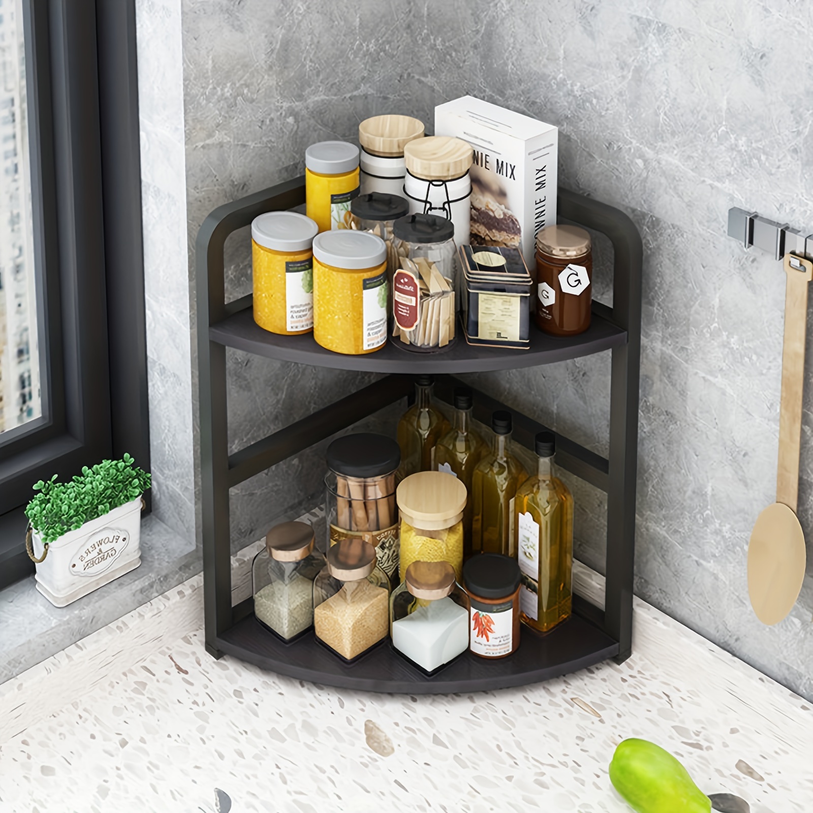 Corner Plate Rack Kitchen Under Shelf Cupboard Storage Organizer