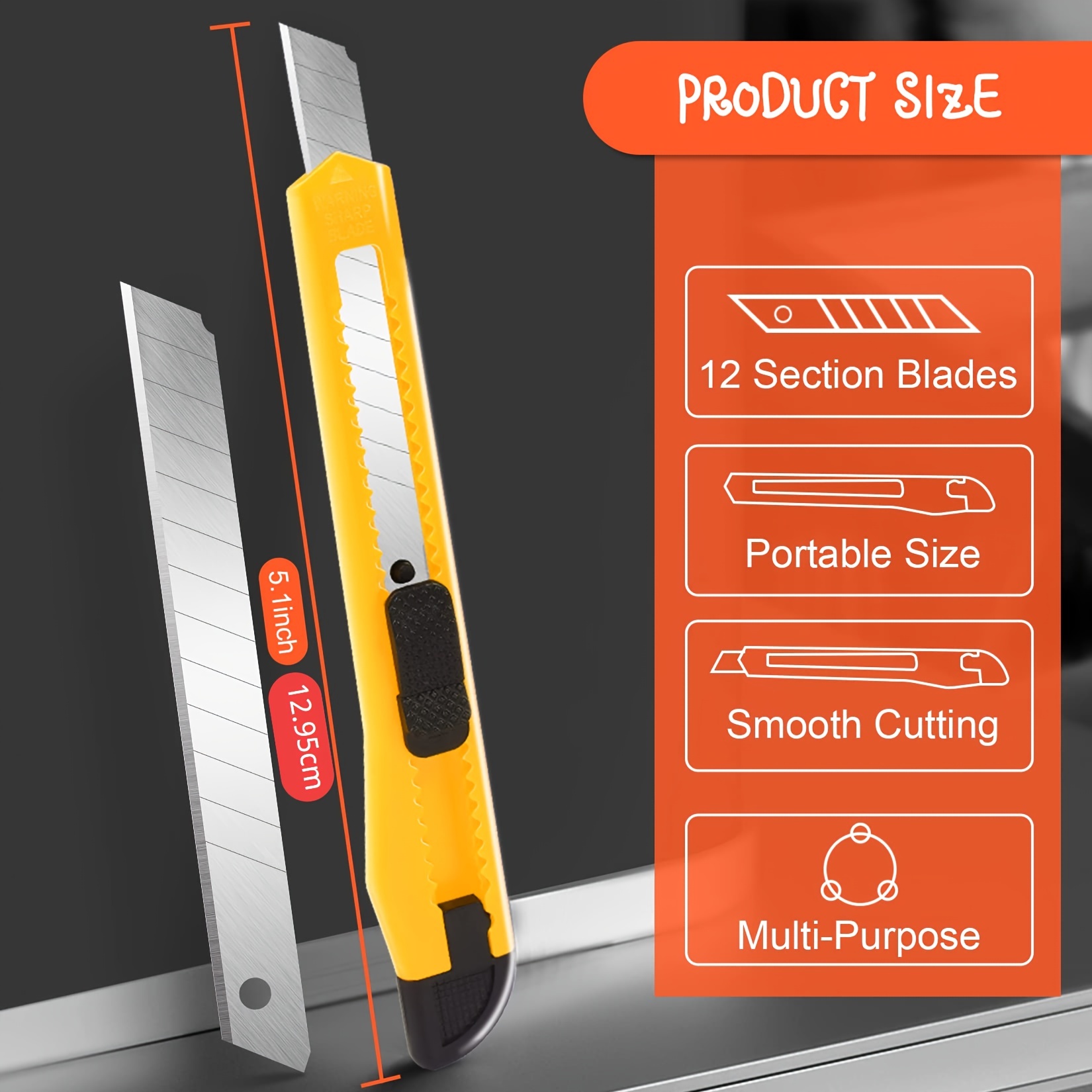 4pcs TIFICAL Box Cutter Retractable, Utility Knife 9mm Wide Snap-Off Blade,  Razor Knife For Cutting Box, Carton, Cardboard, Compact Extended Box Opene