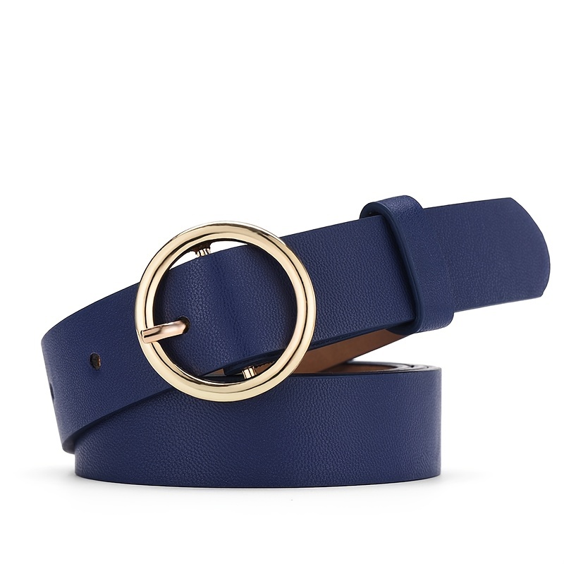 2pcs Women's Round Buckle Braided Belt With Pu Decor, Versatile For Daily  Outfits (blue & Camel)