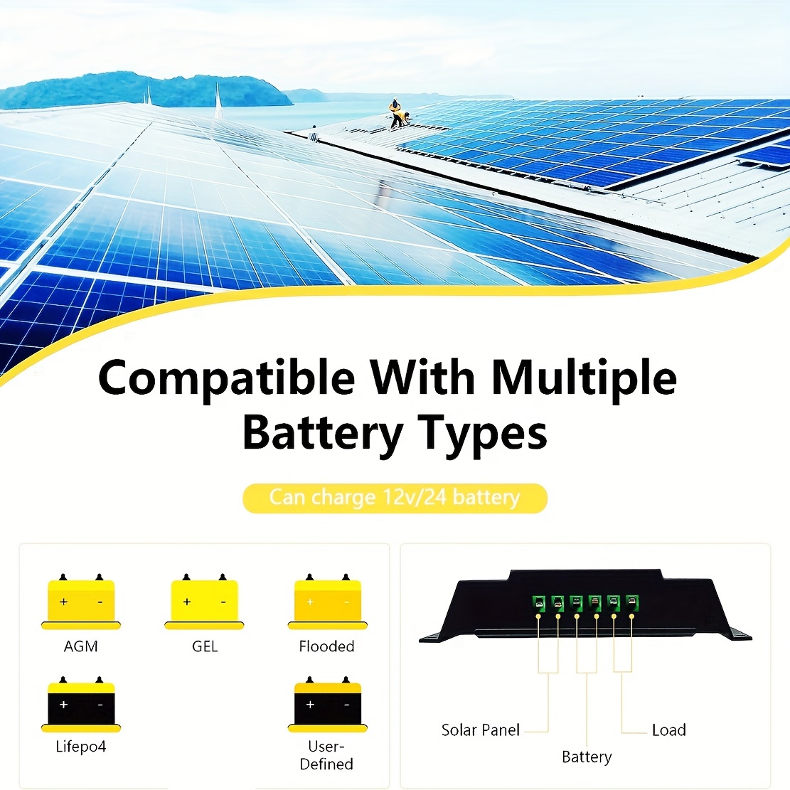 1pc 10A 20A 30A 12V 24V MPPT Solar Laderegler PV Regler Bunten Bildschirm  Für Lithium-batterie Und Blei-säure Batterie - Temu Switzerland