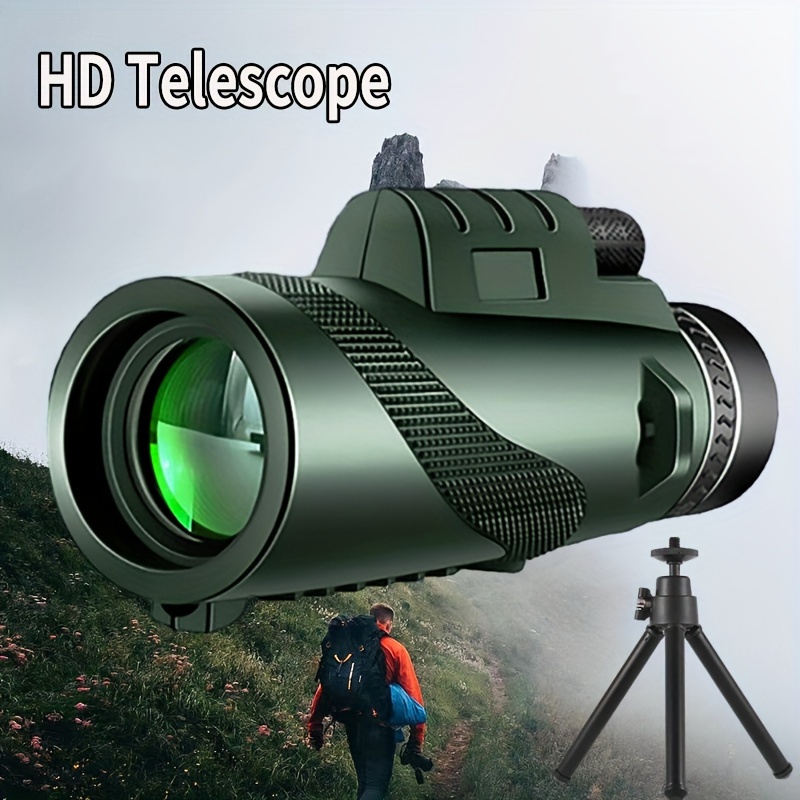  Potente telescopio monocular HD 80X100, aumento de 12X zoom de  largo alcance con trípode clip para teléfono para caza al aire libre,  camping, turismo : Electrónica