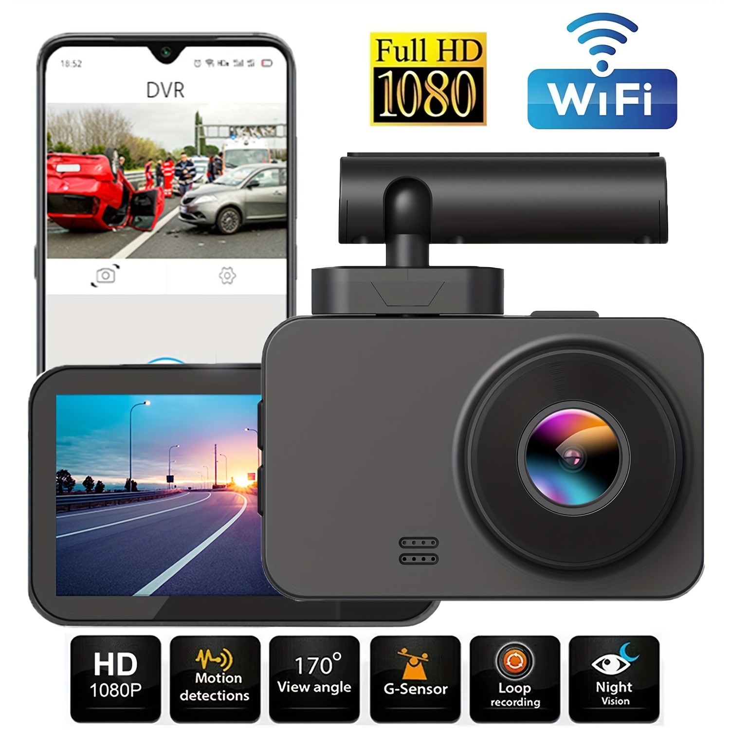 Akcarcam Dash Cam Isp Screen 1080p Dual Camera Dash Cam With - Temu