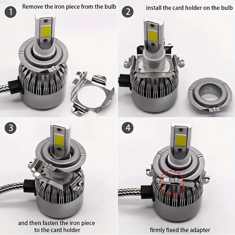 H7 Led Headlight Bulb Adapter H7 Holder Mounts Light Bulb - Temu