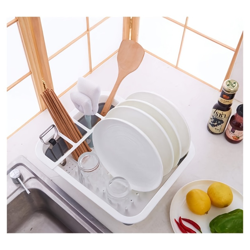 Bamboo Wood Single-layer Pvc Space Aluminum Dish Rack, Large-capacity  Space-saving Dish Rack, Kitchen Counter Dish Rack, Durable, Large Space  Organizer With Drain Tray, Kitchen Supplies - Temu