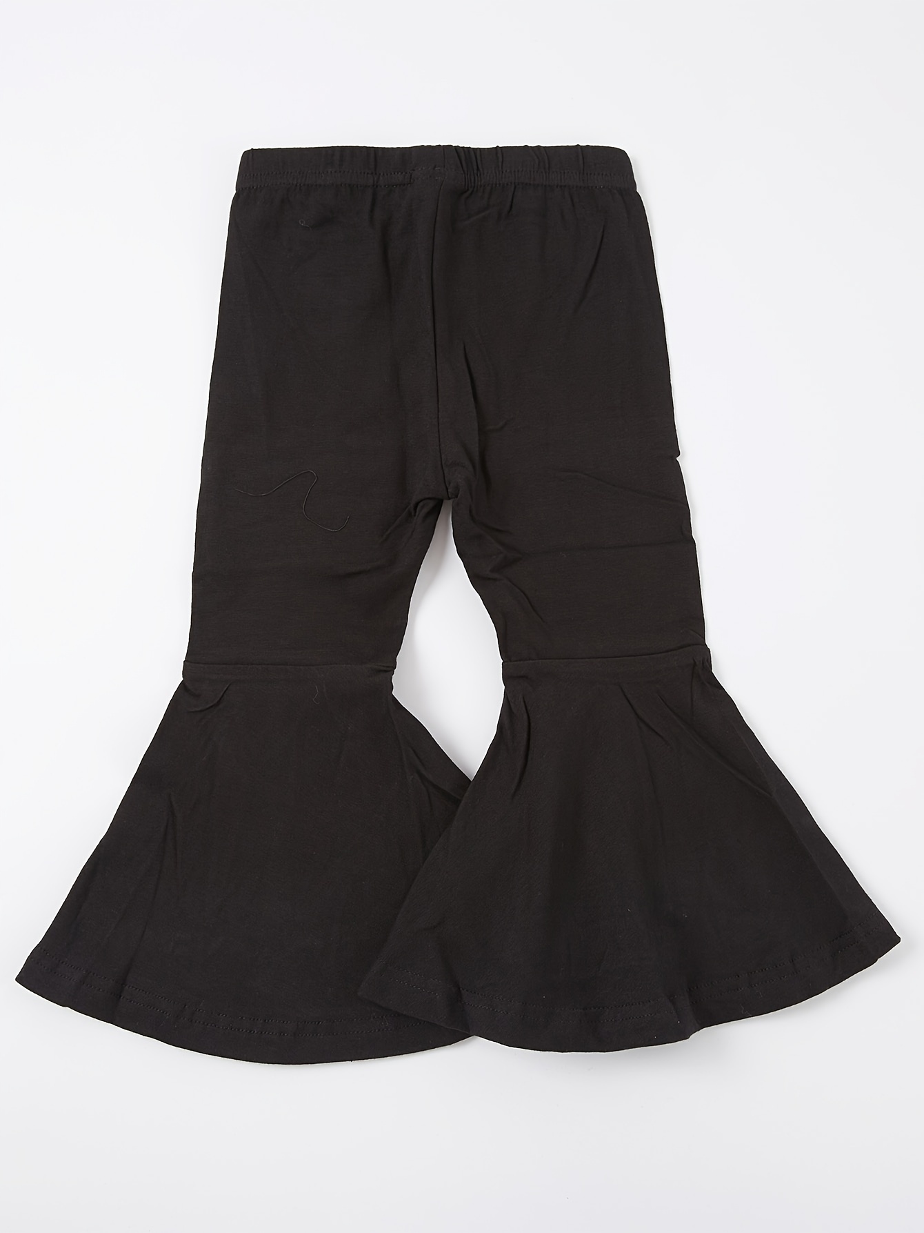 Girls Ribbed Fabric Casual Bell-bottom Pants, Versatile & Elegant Bottoms  For Spring And Fall