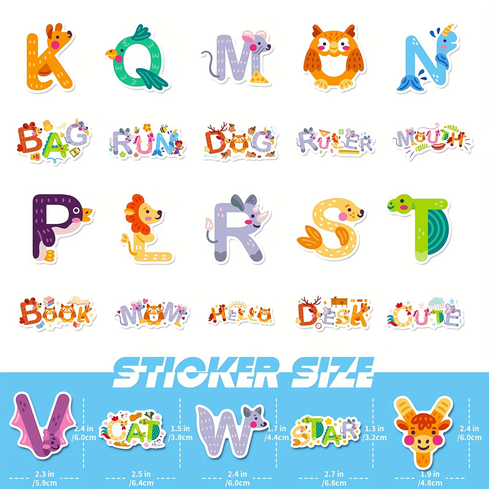 2pcs English Letter Stickers Scrapbook Planner Stickers Alphabet Number  Stickers for DIY Project Journal Making