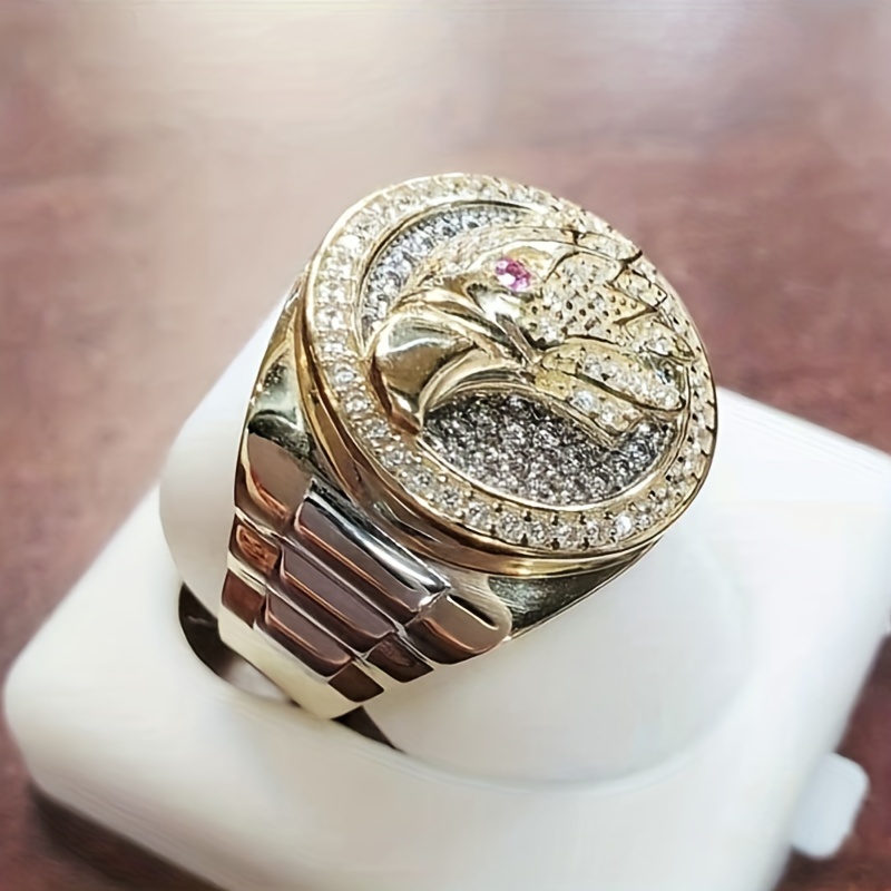 Men's Totem Eagle Inlaid Zircon Ring