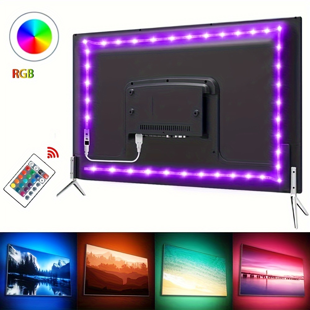 HAMLITE Luces LED para TV de 70, 75, 80, 82 pulgadas, retroiluminación LED  USB de 18 pies detrás del monitor de TV, decoración de espacio de trabajo