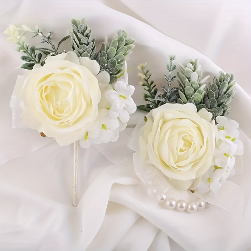 Corsage And Boutonniere Rose Boutonniere For Men Wedding - Temu