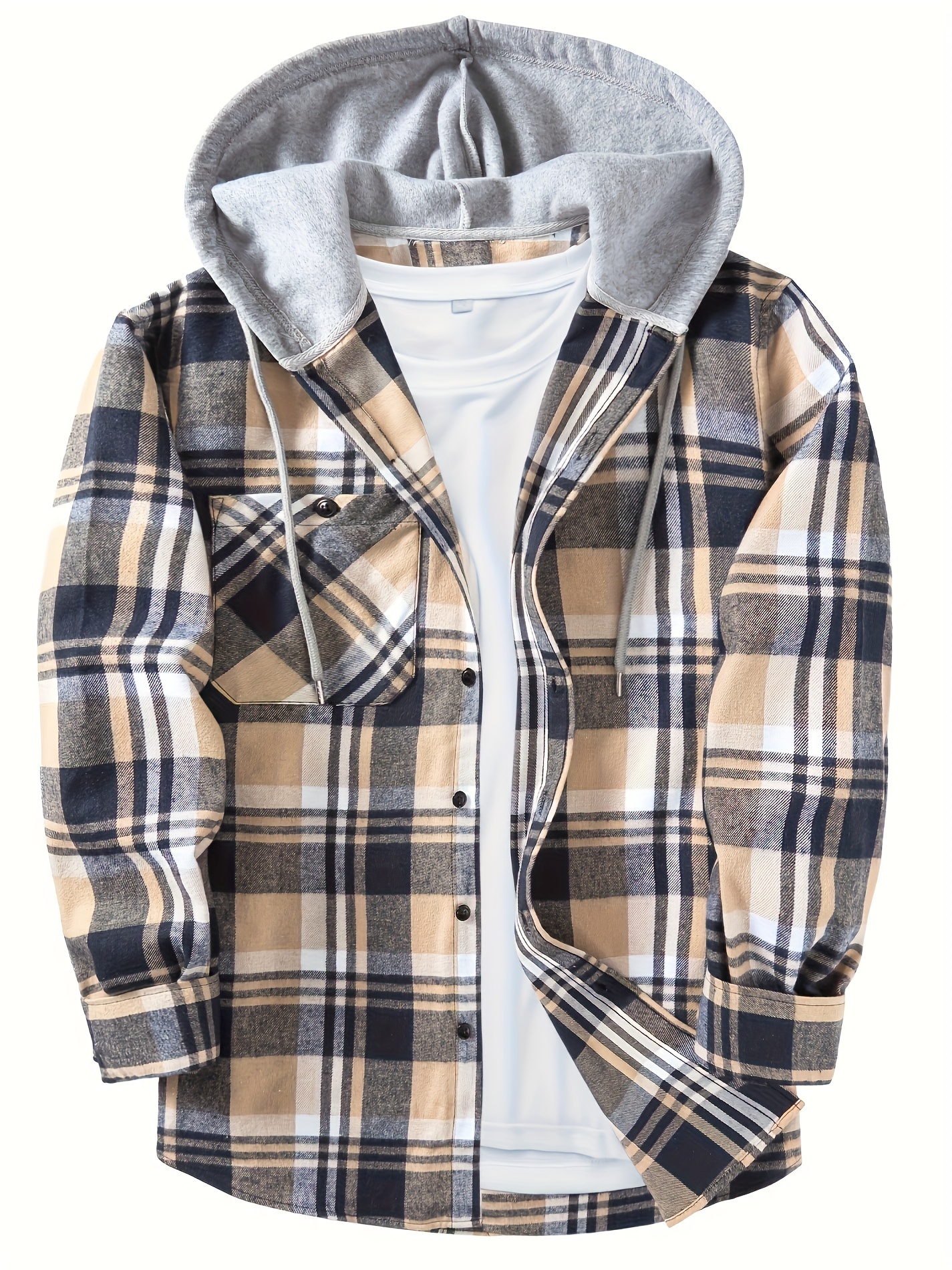 Men's plaid hooded on sale jacket