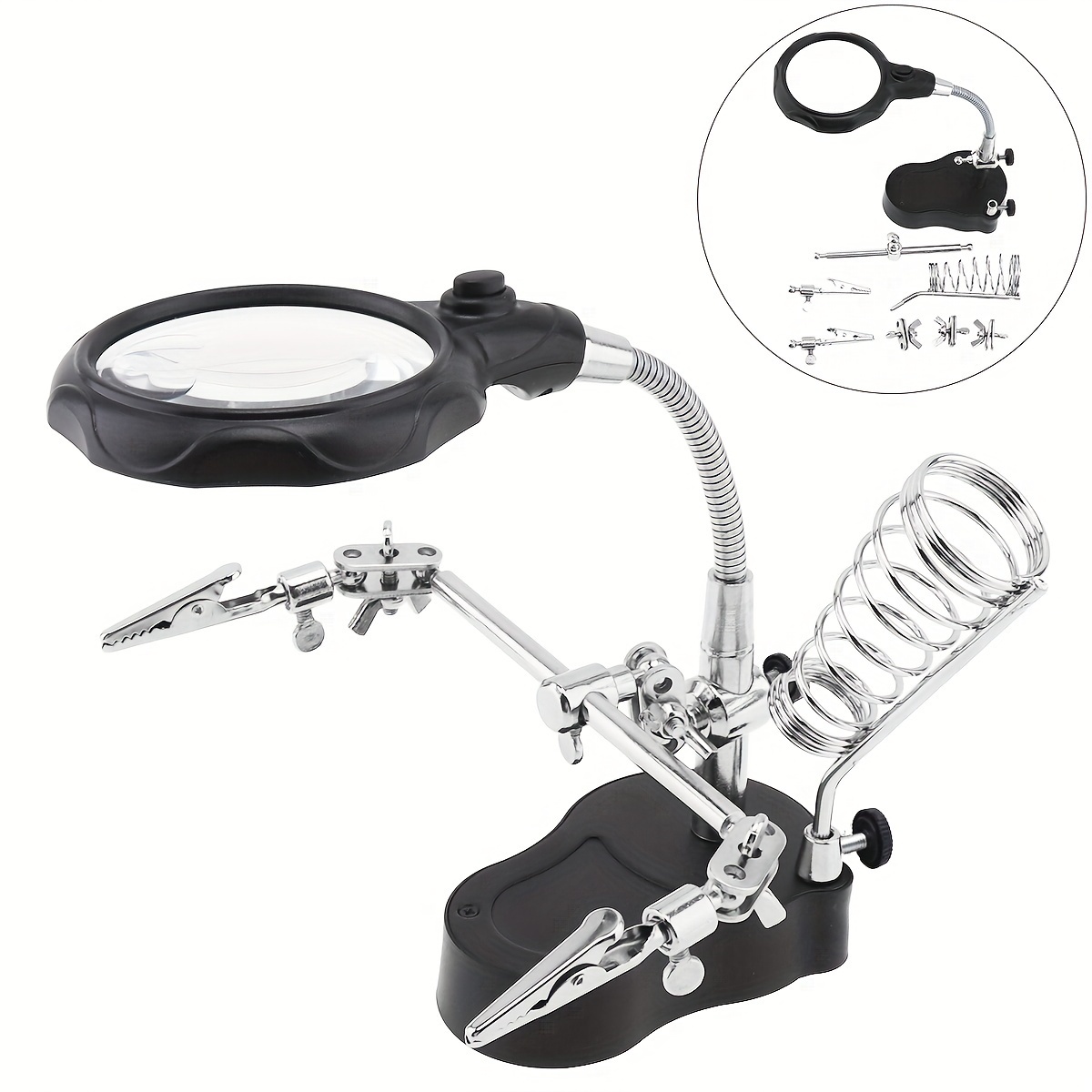 

Multi-functional Welding Led Magnifier Magnifying Glass Alligator Clip Holder Clamp Helping Hand Soldering Repair Tool