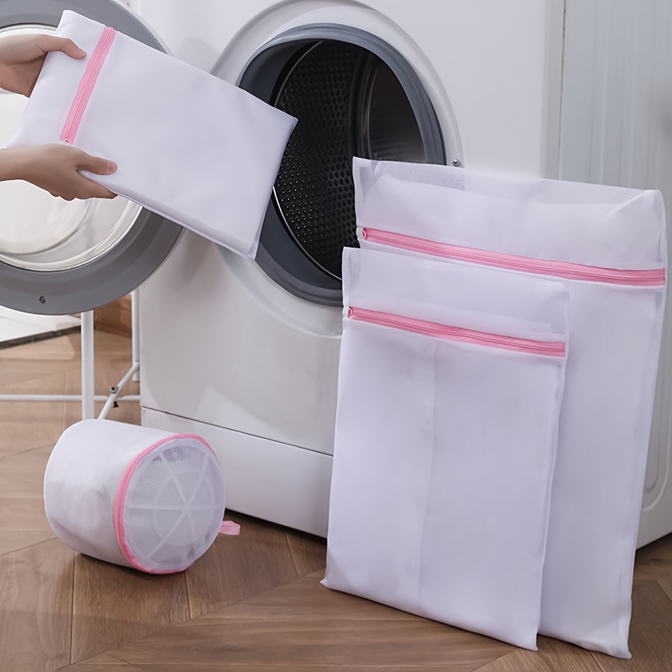 Home Mesh Laundry Bag 4-Pack Washing Bag with Zipper Lingerie Garment Bag  for Net Washer Dryer Washing Machine Protect Four Size - AliExpress