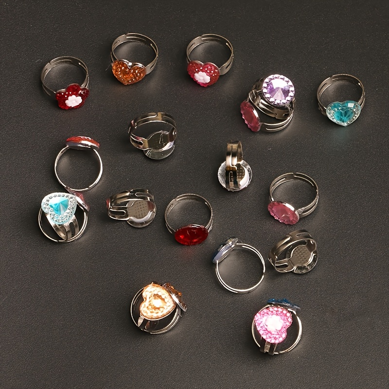 10pcs Kids Crystal Gem Cartoon Rhinestone Ring Set