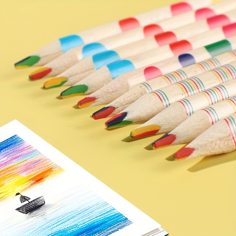 8pcs / 16pcs Rainbow Colored Pencils, 4 Colors In 1 Rainbow Colored  Pencils, Suitable For Schools, Students, Teachers, For Sketching, Doodling,  Colori