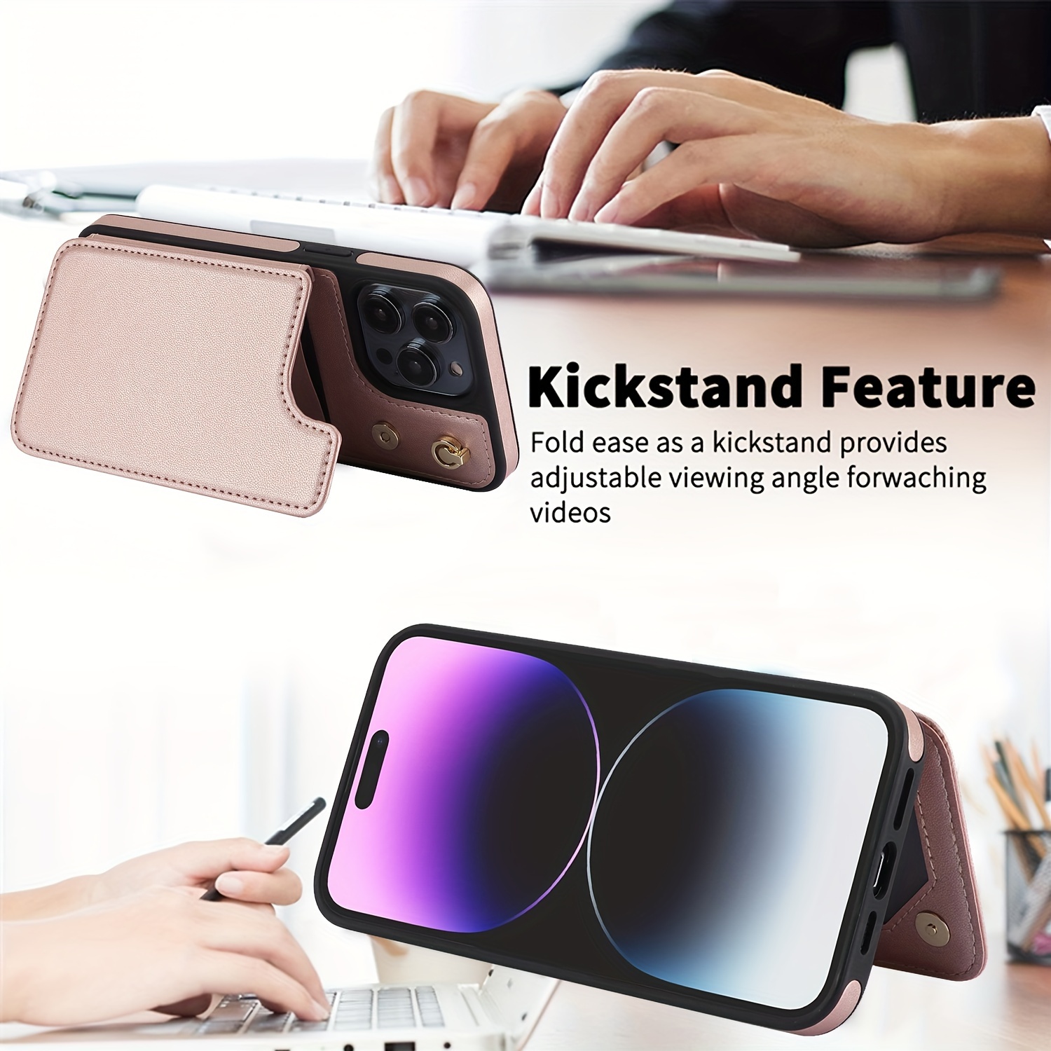 Funda para iPhone 15 Pro Max con soporte Kickstand