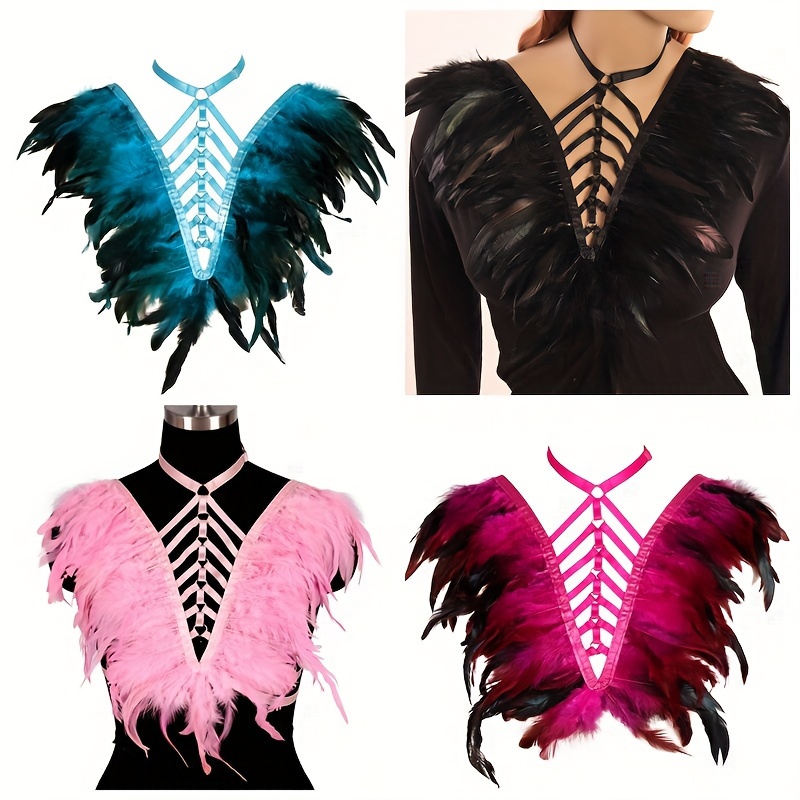 Sultry Feather Body Harness Belt Hollow Cage Bra Waist - Temu