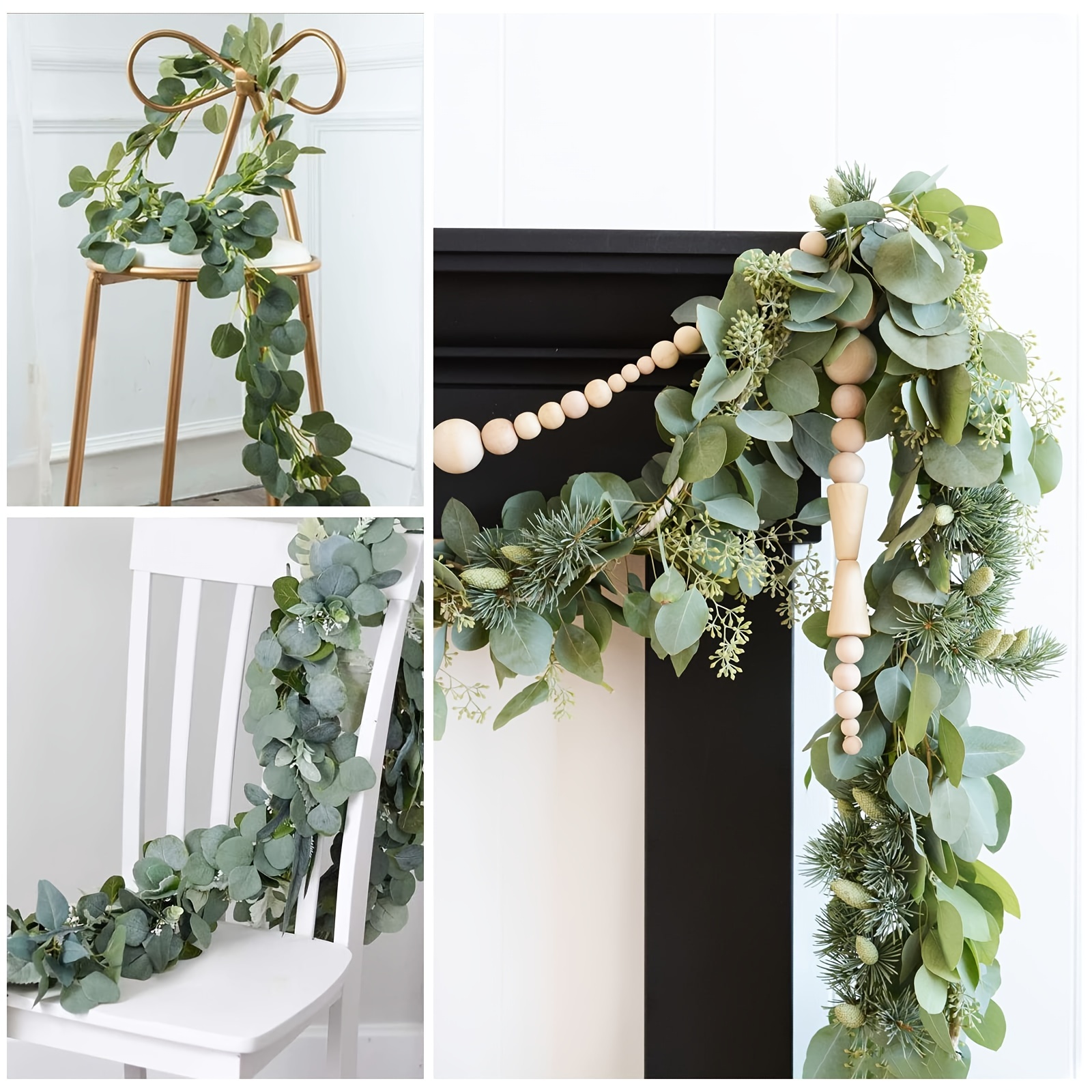 1.8m Artificial Eucalyptus Vine Decorative Garland, Greenery Faux Vines  Leaves For Wedding Party Backdrop Arch Wall Decor