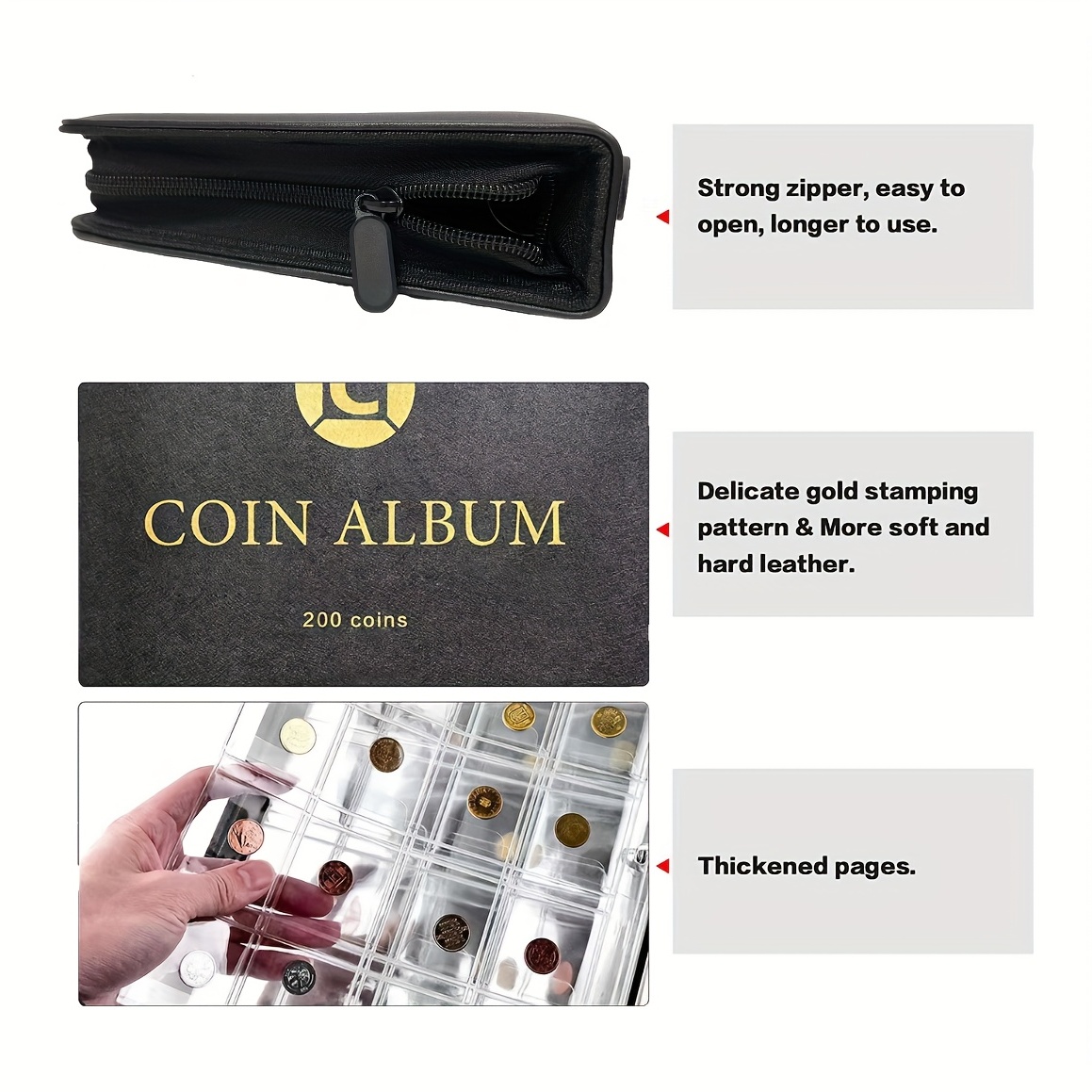 Porta monedas de plástico clásico, colección de dinero, álbum