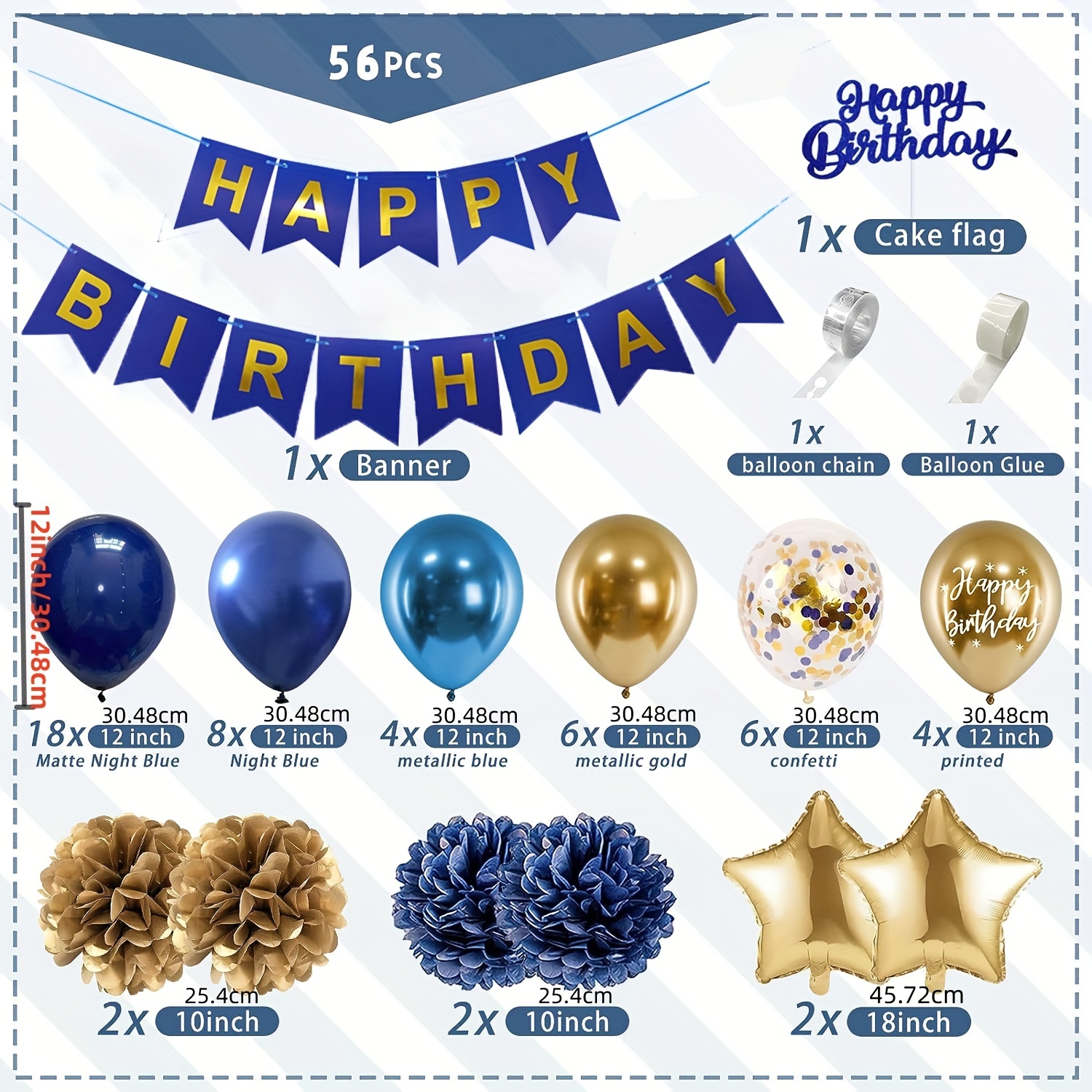 56 Pezzi Decorazioni Compleanno Ragazzi Decorazioni Blu Navy - Temu  Switzerland