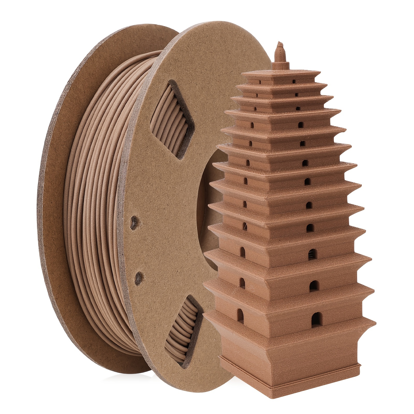 Wood Filament 1.75mm, PLA+ Wood Filament 1.75mm, 3D Printer Filament  Contains 20% Real Wood Fiber Fit Most FDM 3D Printers