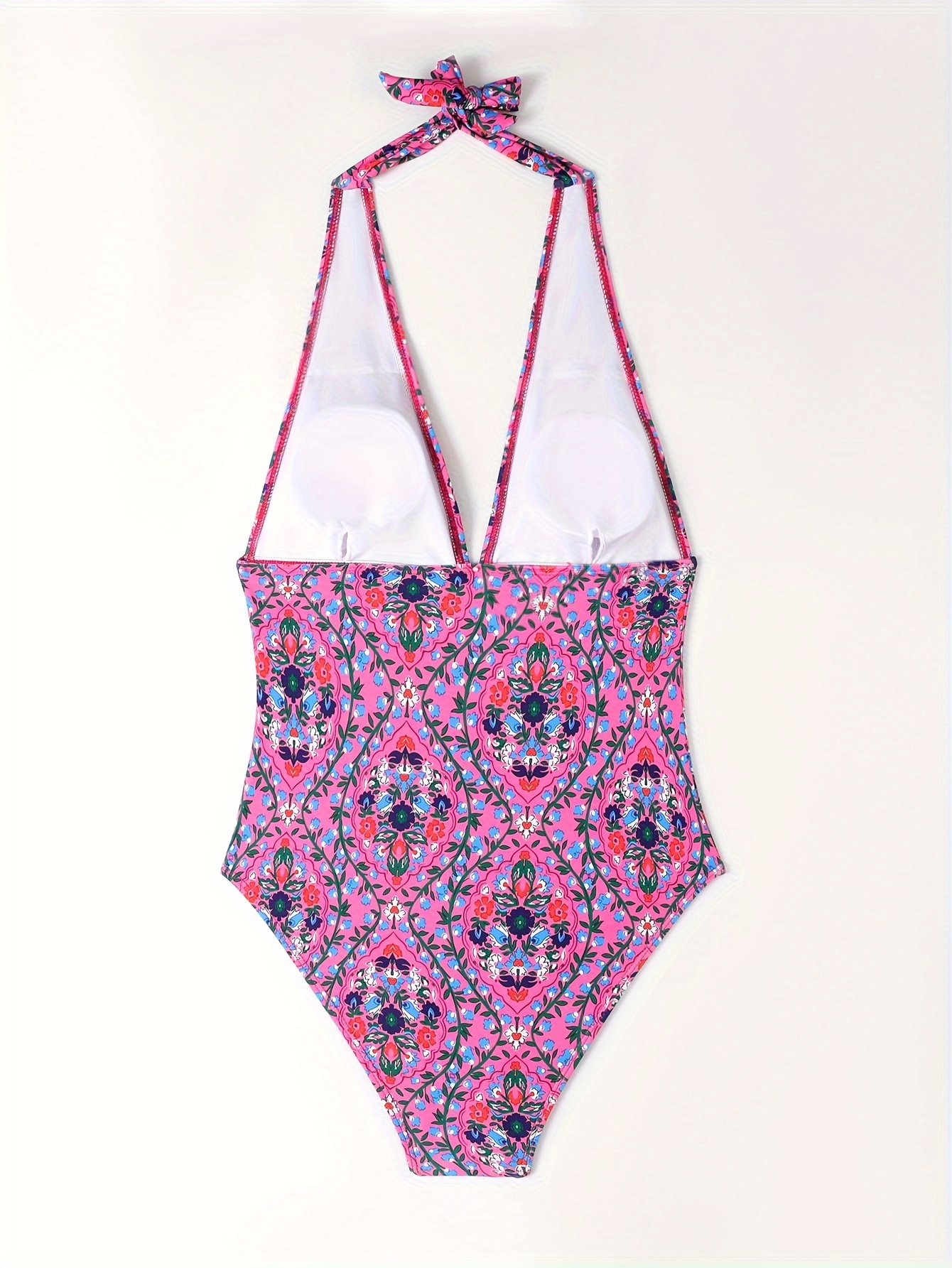 Maillot De Bain Une Pièce À Imprimé Floral * Nu, Violet, Extensible,  Élégant, Maillots De Bain Et Vêtements Pour Femmes