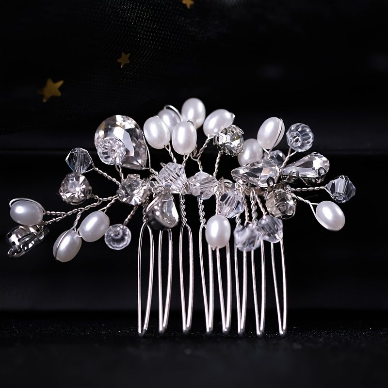 Wedding Hair Comb Faux Pearl Bride Headpieces Rhinestone Bridal Hair  Jewelry Silvery Hair Accessories For Women And Girls - Clothing, Shoes &  Jewelry - Temu