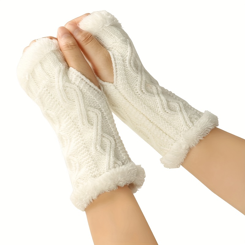 Double Plush Velour Fingerless Glove