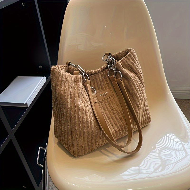 Patch Decor Tote Bag, Large Capacity Canvas Handbag, Women's Stylish Shoulder  Bag For Work & Shopping - Temu