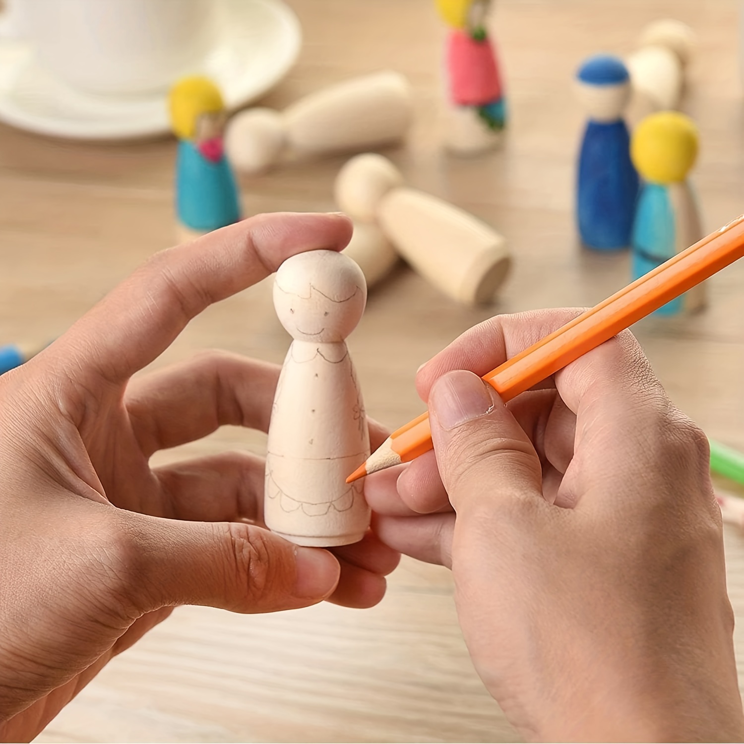 10pcs Wooden Peg Dolls Unfinished Wooden Tiny Doll Bodies People