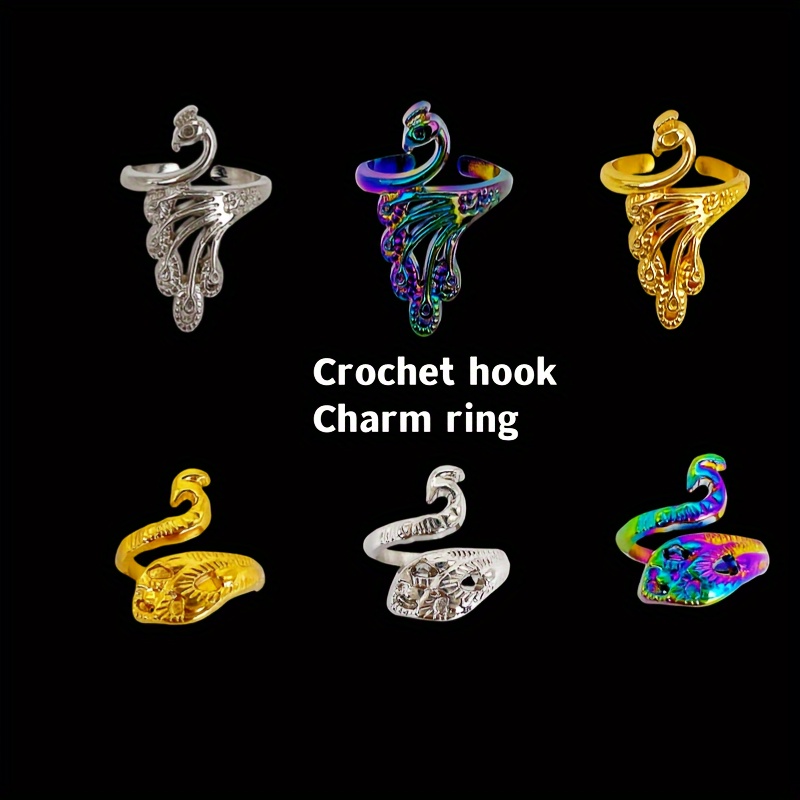 Peacock Design Vintage Crochet Ring Hook Yarn Guide Ring - Temu