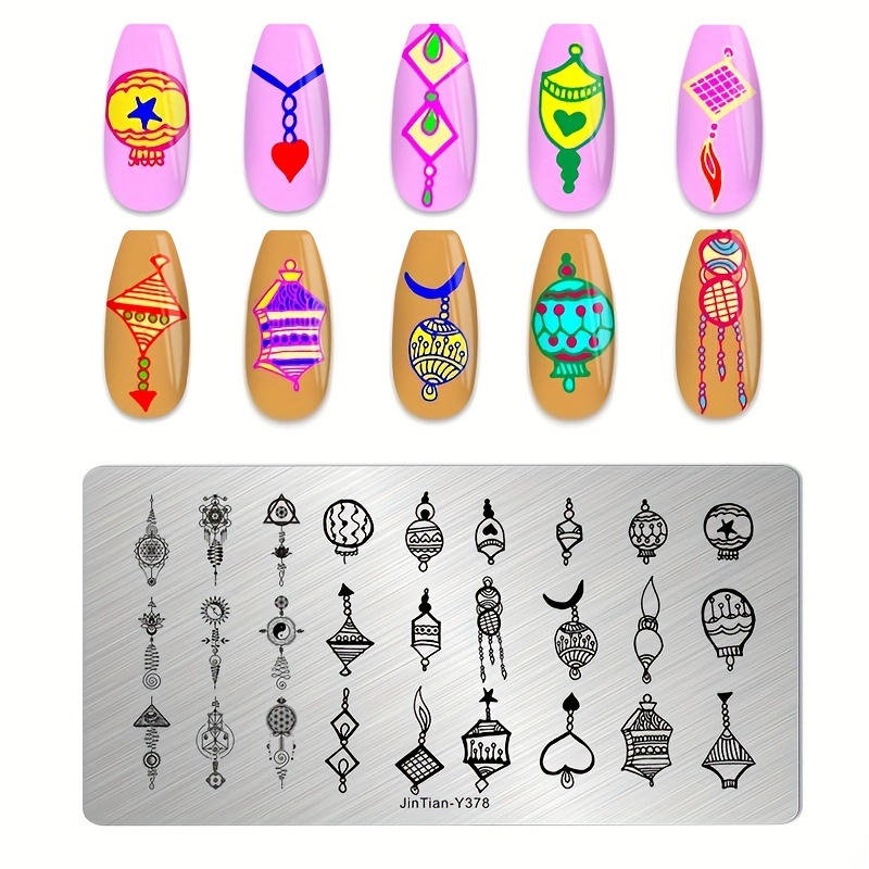 1pc Nail Art Stamping Plate Geometric Flower Pattern Stainless