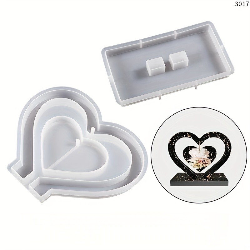 Valentine'S Day Series 1pair Diy Crystal Glue Couple Heart Shaped Puzzle  Pendant Silicone Mold Love Lock Clasp Resin Mold