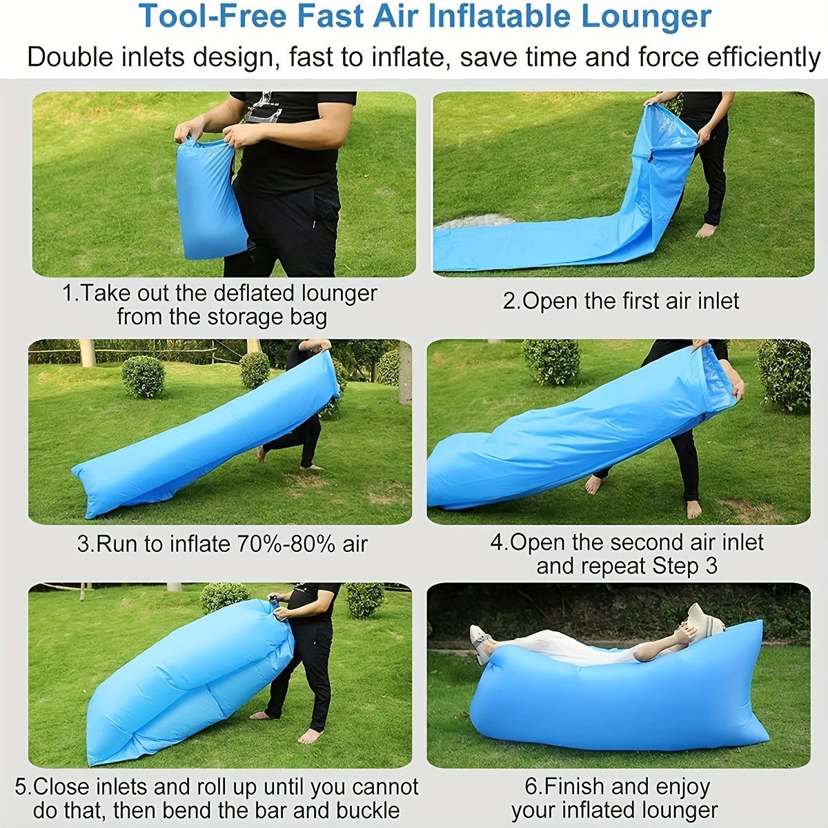 Foldable Inflatable Sofa Ultralight Sleeping Bag Air Bed Lounger Travel Sack