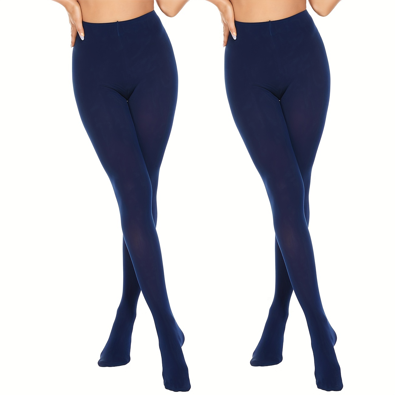 Women's Navy Blue Polyester Solid Tights