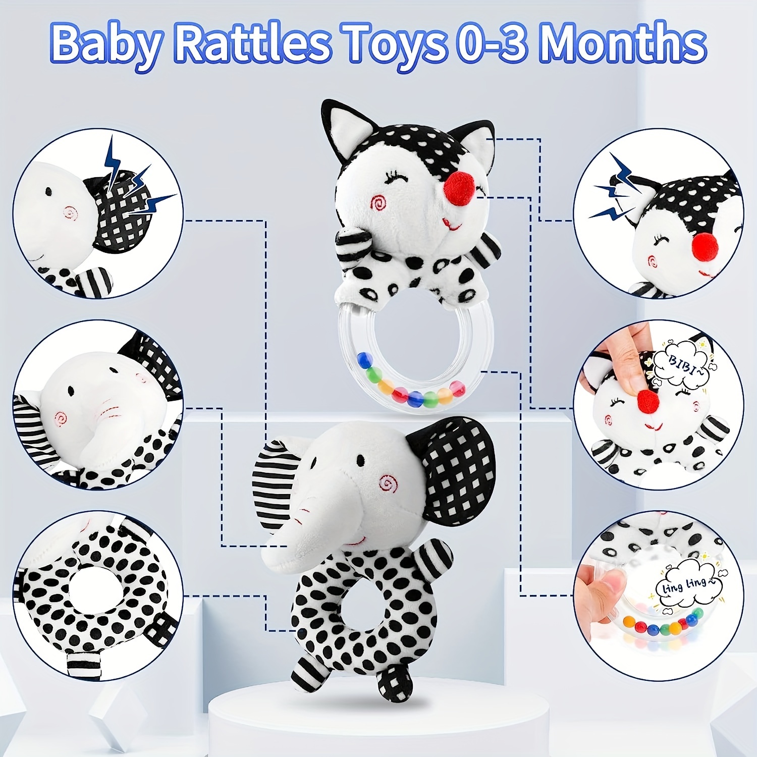 AZEN 18 juguetes para bebés de 3 a 6 meses, sonajeros para bebés de 0 a 6  meses, juguetes para bebés recién nacidos de 0 a 3 meses, sonajeros para