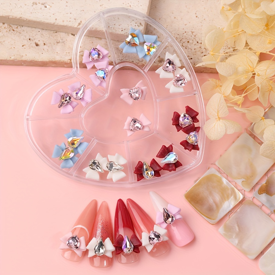  50Pcs Valentine Heart Bow Nail Rhinestone Charms, Gorvalin Nail  Rhinestone Heart Nail Diamond Crystal Bow Nail Charms for Valentine's Day  Holiday Nail Decoration and DIY Craft : Everything Else