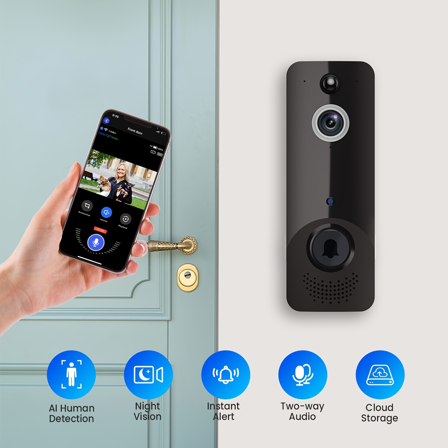 Sonnette sans fil Wifi Caméra étanche HD vidéo Porte Bell Smart