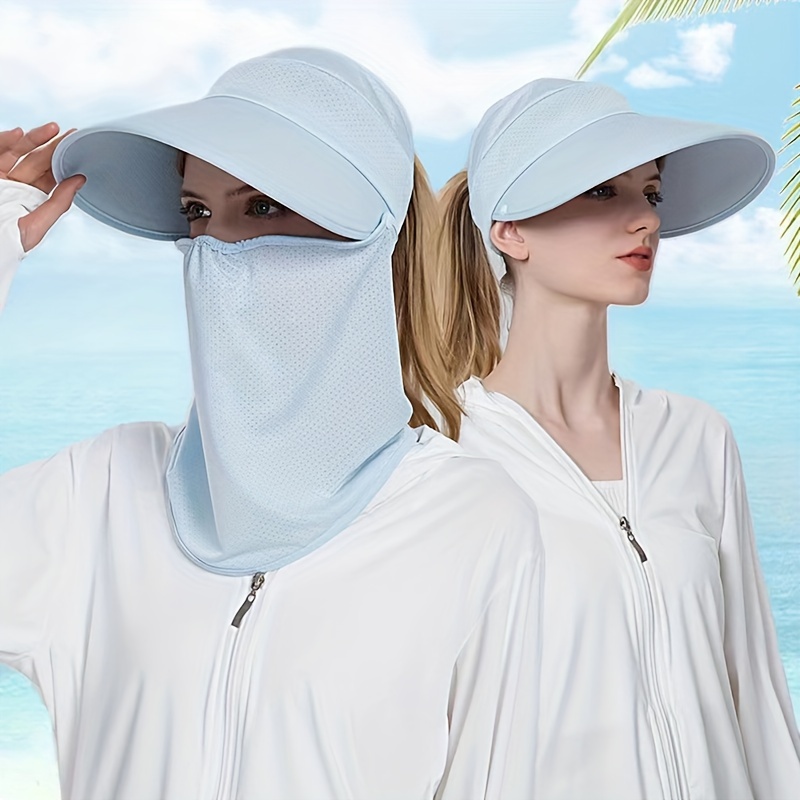 Sporty Sun Visor Hat Removeable Face Mask Uv Protection - Temu New Zealand