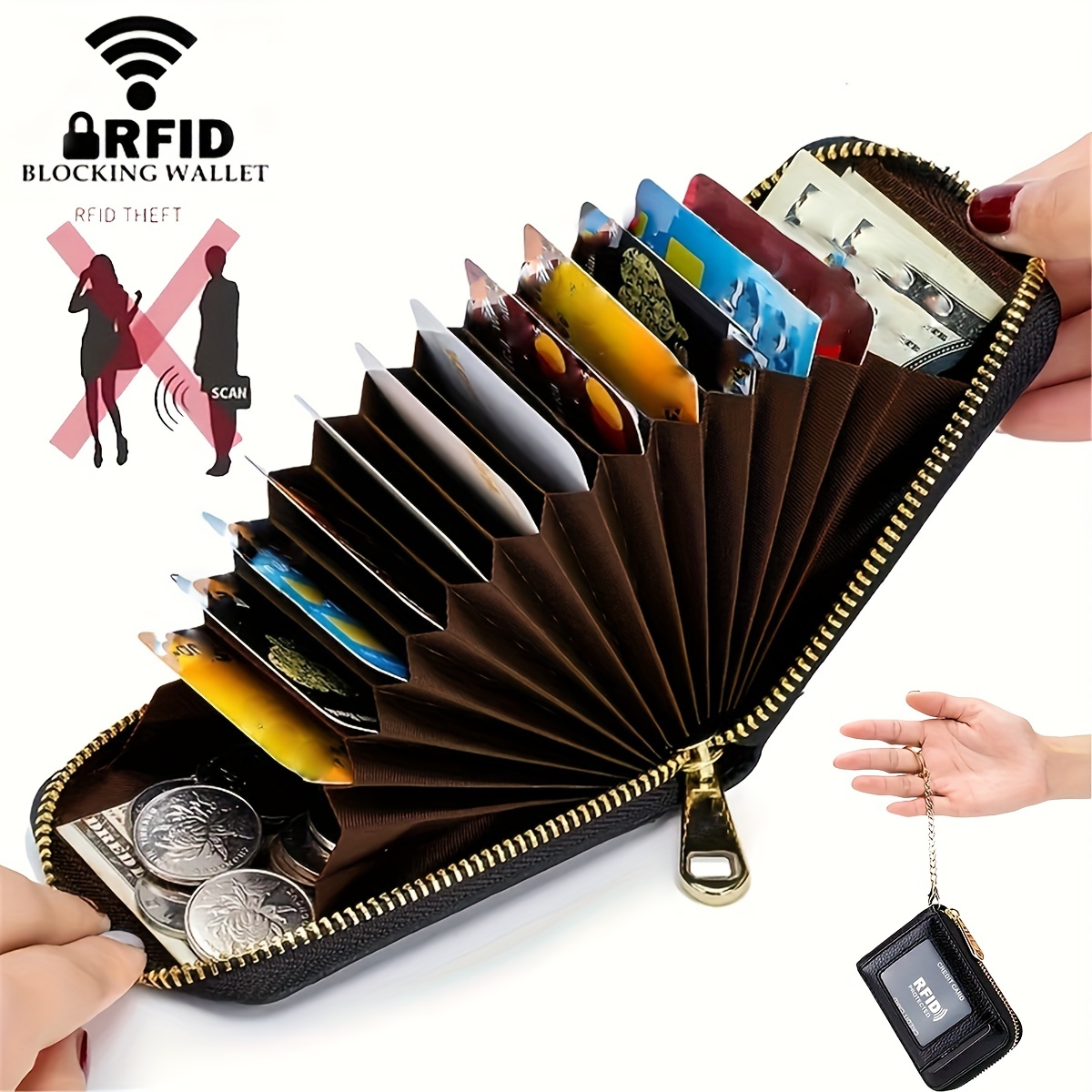 Portefeuille Airtag en cuir véritable avec porte-cartes de crédit,  porte-cartes Apple, RFID, fermeture éclair