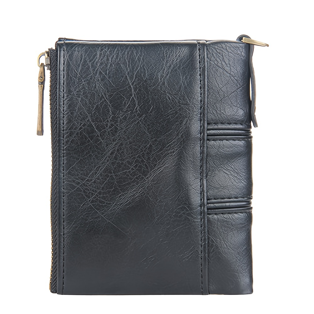 Men's Double Zipper Buckle Wallet Retro Coin Purse Card Holder