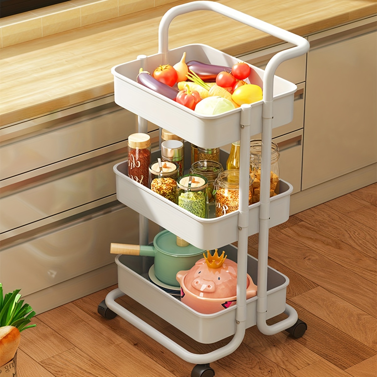 Small Trolley Shelf Floor Mount Storage Rack With Wheels - Temu