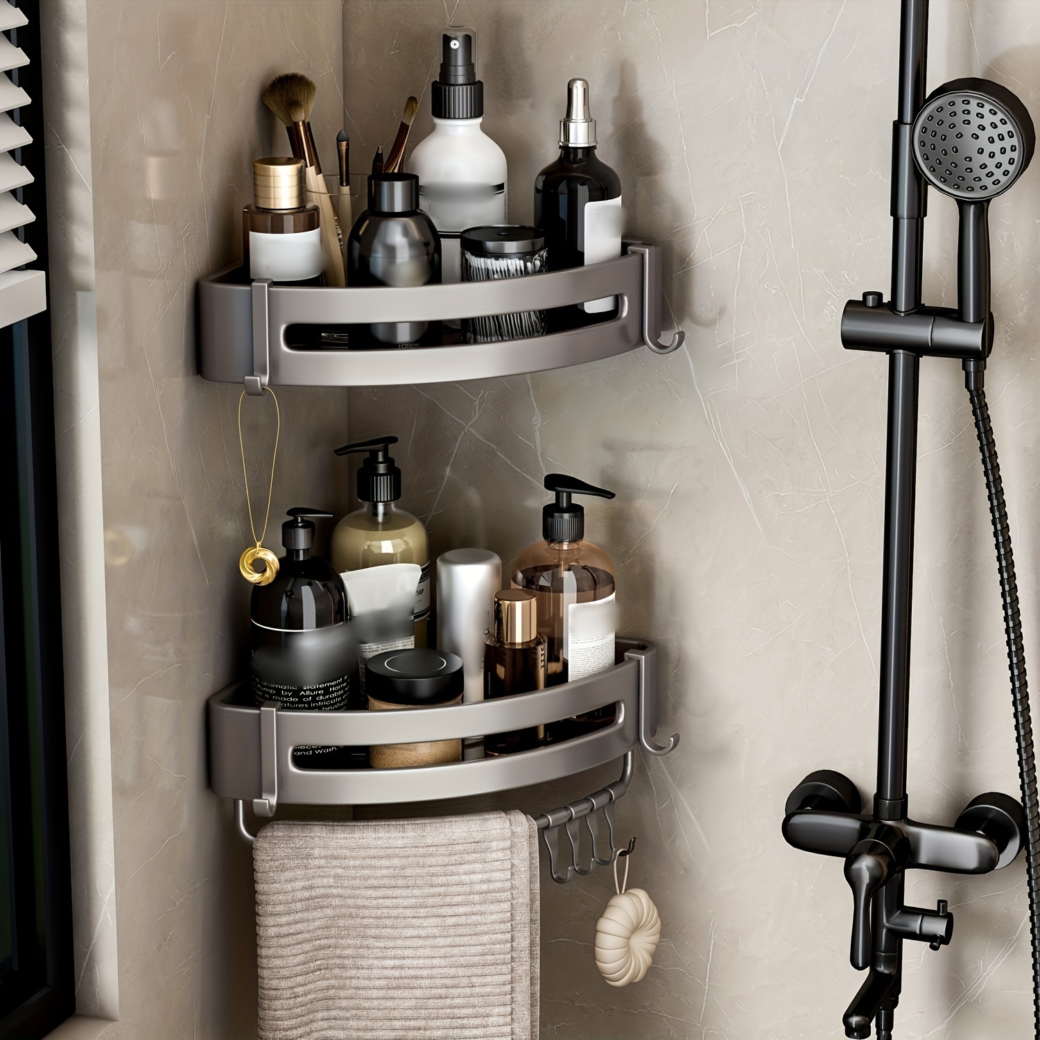 Bathroom Shelf Organizer Toilet Adhesive Shampoo Gel Storage Basket  Decoration Bathroom Corner Shower Shelf Rack Accessories - AliExpress