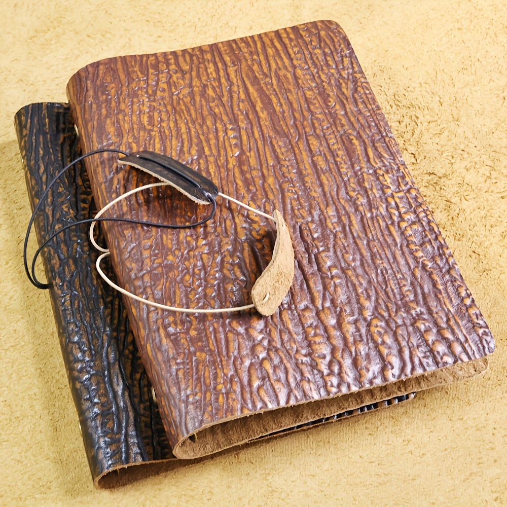 Portable Genuine Leather Notebook Nature Cowhide Note Book - Temu