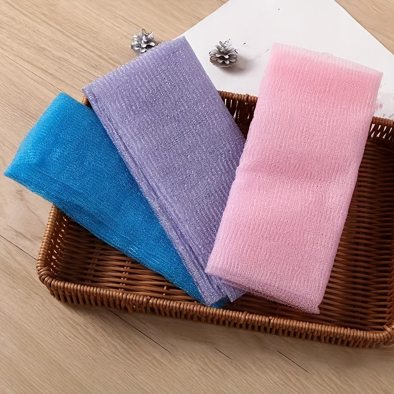 Back Scrubber for Shower Exfoliating Washcloth Back Cloth Body Extended  Length Scrubber Towel Nylon Exfoliating Stretchable Pull Strap Wash Cloth  for