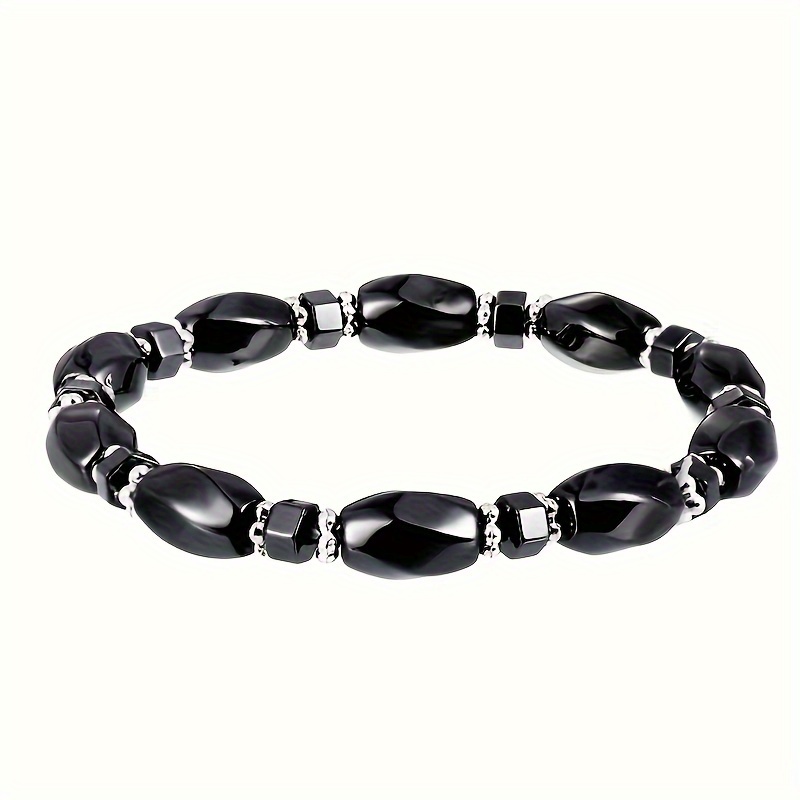 Black Hematite Magnetic Bead Bracelet For Men Women Stone - Temu