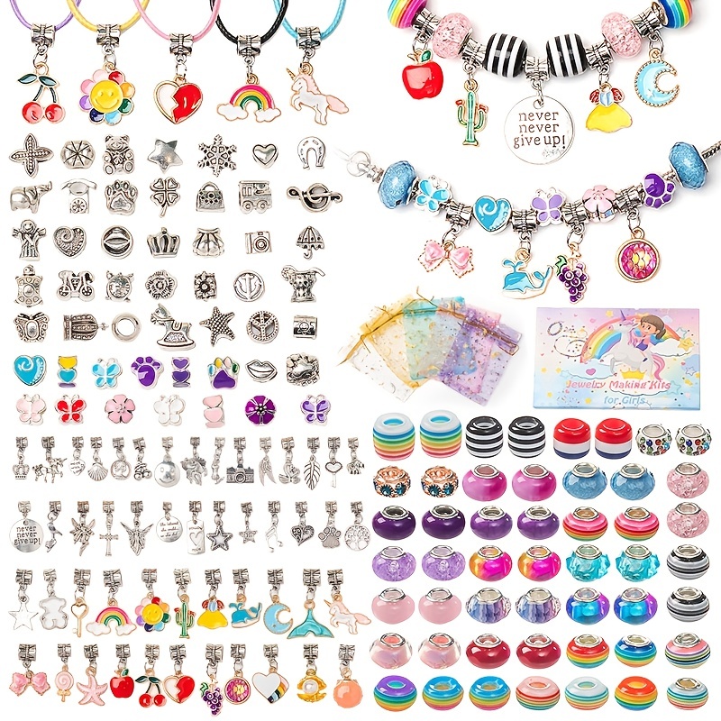 Charm Bracelet Making Kit, Gionlion 150 Pcs Jewelry Making Supplies  Including European Beads 