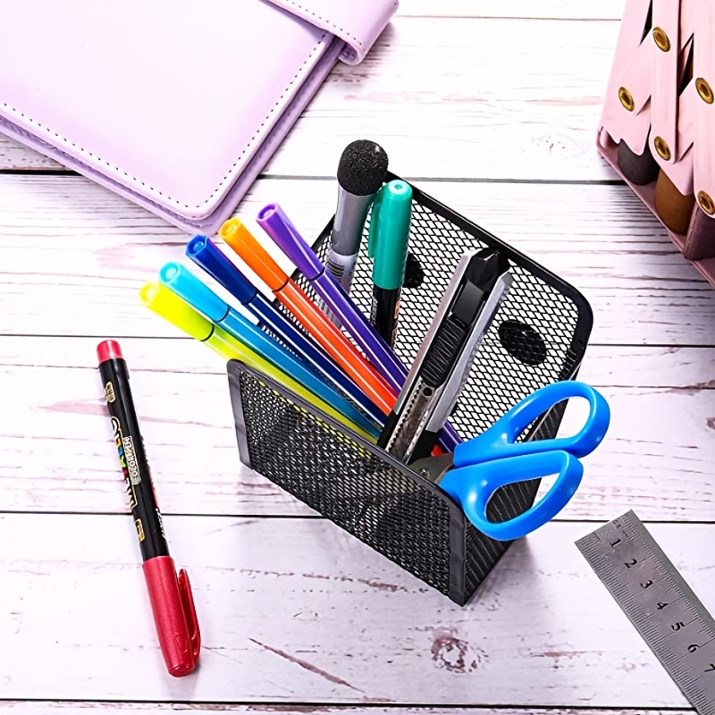 1pc magnetic pencil holder metal magnetic basket mesh magnetic pen holder black magnetic holder desk organizer for work whiteboard refrigerator locker office accessories